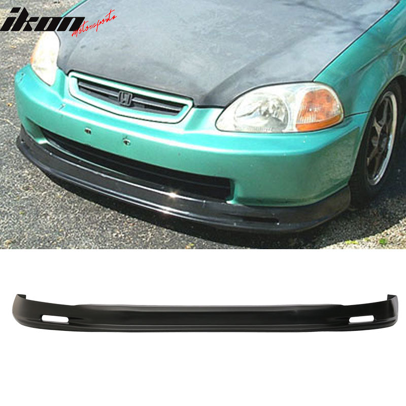 Compatible With 1996-1998 Honda Civic 3D Front Bumper Lip + 2PC Rear Bumper Lip Valance Spats