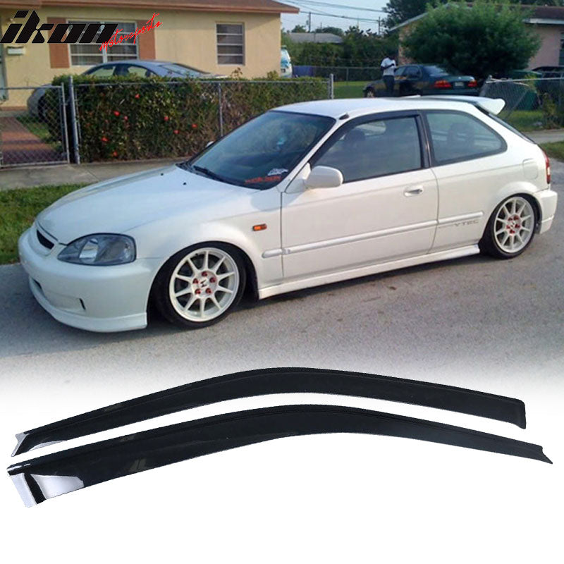 Fits 96-98 Honda Civic Hatchback TR Front + Rear Bumper Lip + 2PCS Window Visors