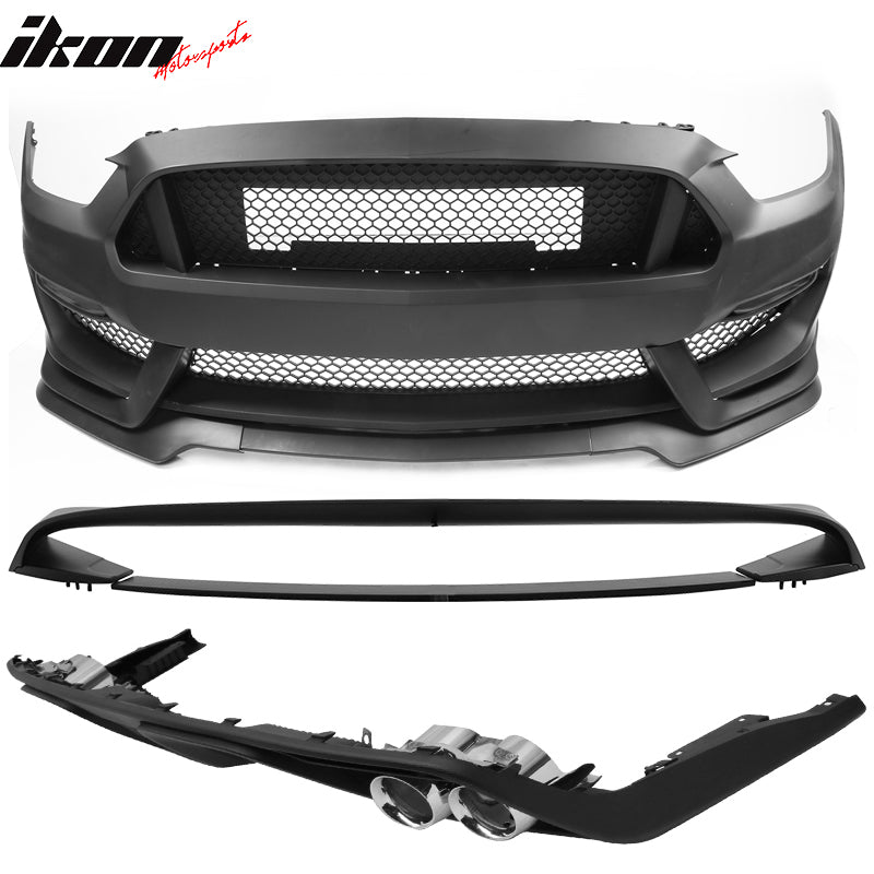 15-17 Mustang GT350 Front Bumper & Rear Diffuser & Dual Exhaust & Trunk Spoiler