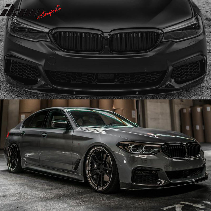 Fit 17-20 BMW 5 Series G30 MP Style Front Bumper Lip & Side Sill & Rear Diffuser