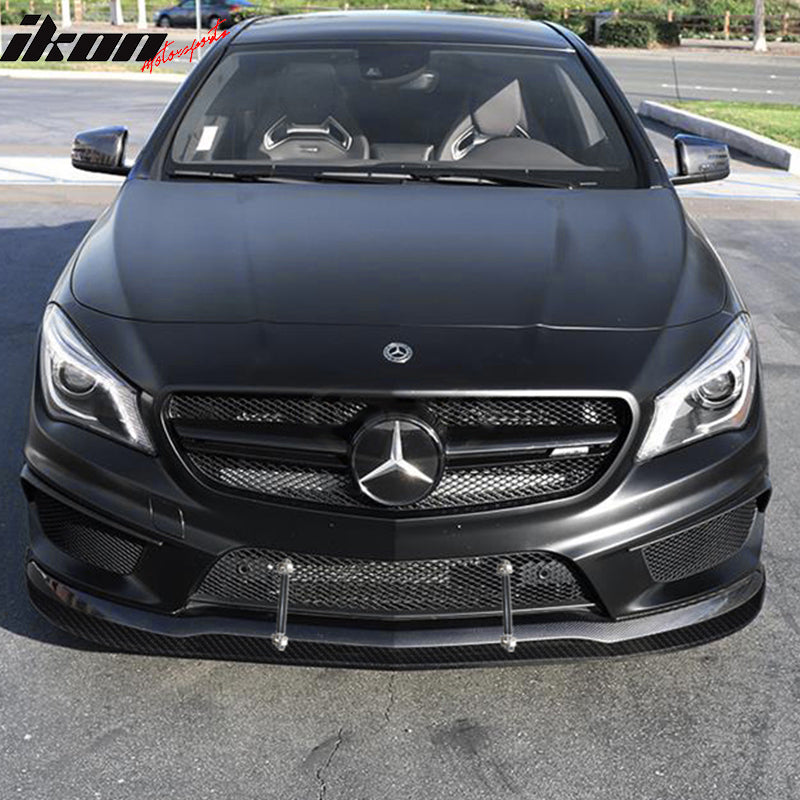 Front Bumper Splitter Compatible With 14-16 Benz CLA Class, PP Front Bumper Spoiler Lip With Hardware CF Look Bodykit By IKON MOTORSPORTS