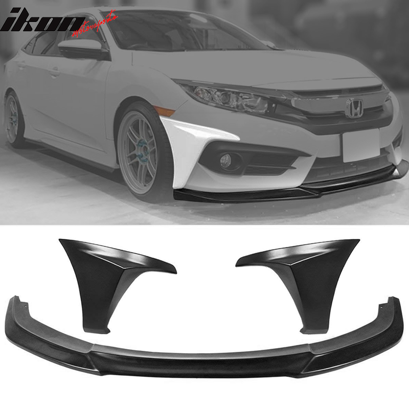 2016-2018 Honda Civic Coupe Sedan GT Front Bumper Lip +  Side Caps