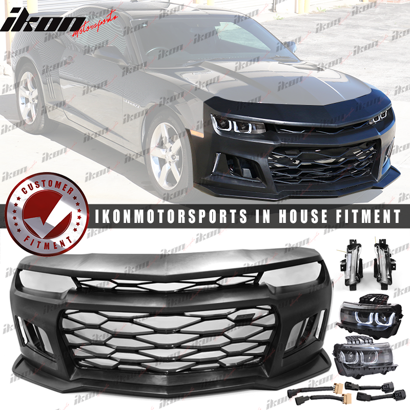 2010-2013 5TH to 6TH Gen Camaro ZL1 Front Bumper + Headlights + DRL