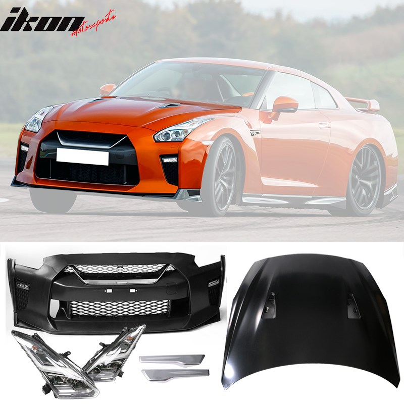 2009-2022 Nissan R35 GTR GT-R Front Bumper & Hood Cover & Headlights