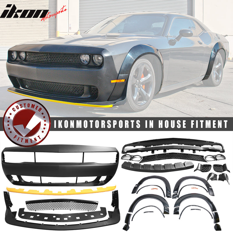 2015-2023 Dodge Challenger Front Full Bumper & Lip + Fender Flares PP