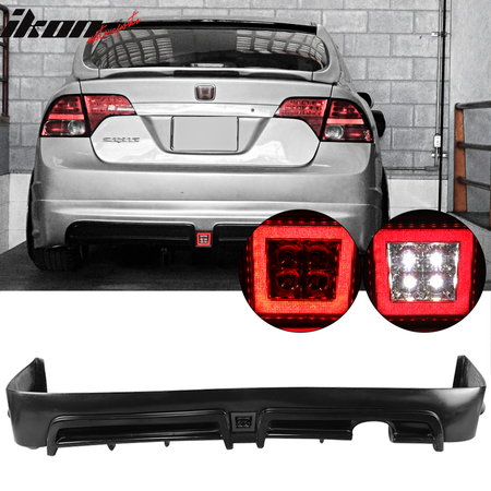 Fits 06-11 Civic 4Dr Sedan Rear Bumper Lip Spoiler with LED 3RD Brake Light