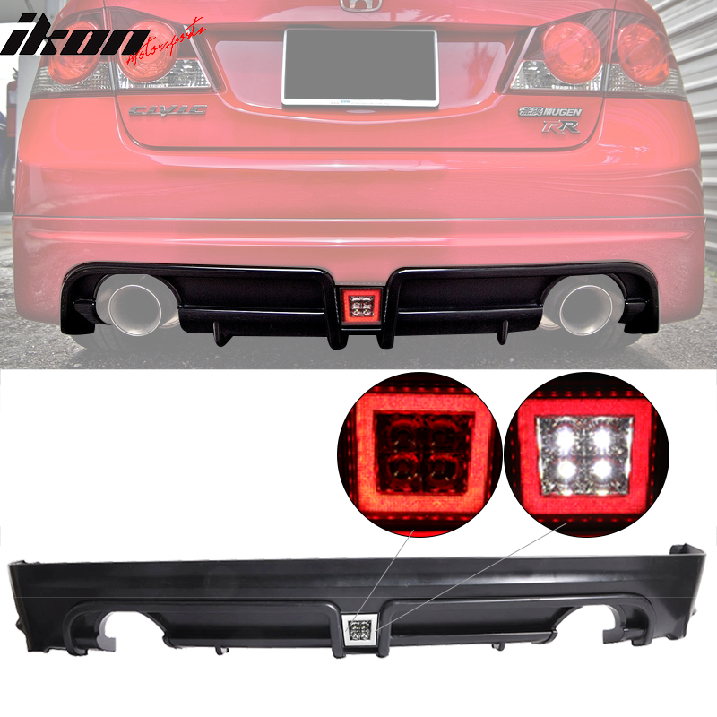 Fits 06-11 Civic MG RR Rear Diffuser Twin Outlet w/Red 3rd Brake Light