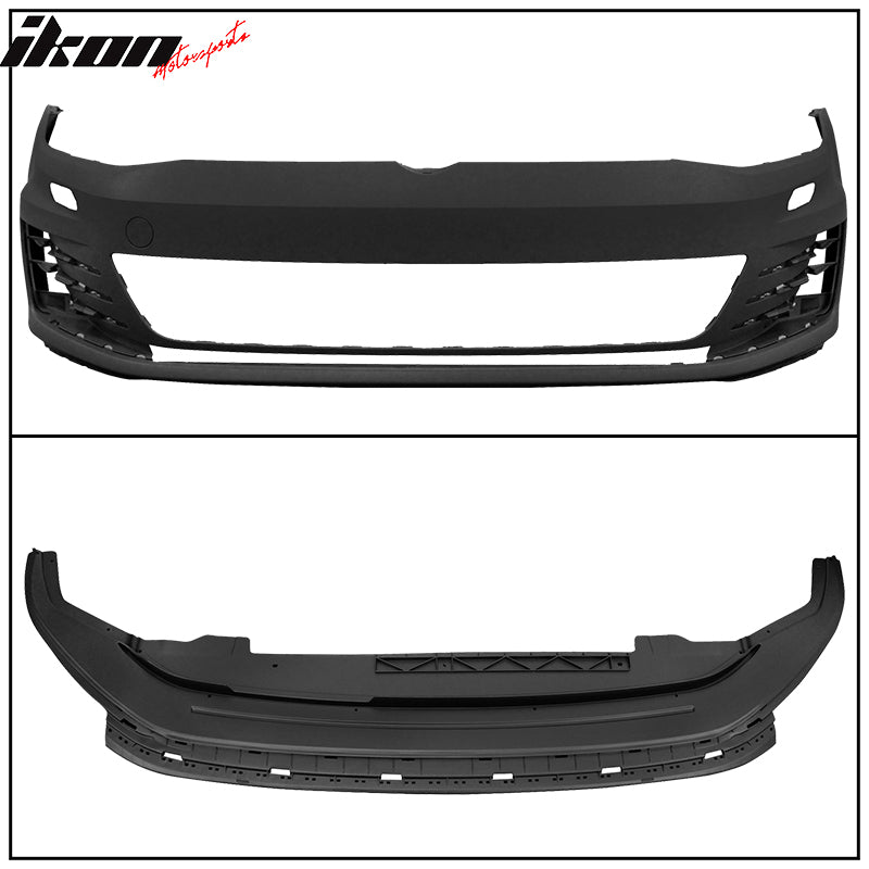 Fits 15-17 Golf 7 MK7 GTI Type Front Bumper Cover + High Bar Black Chrome Grille