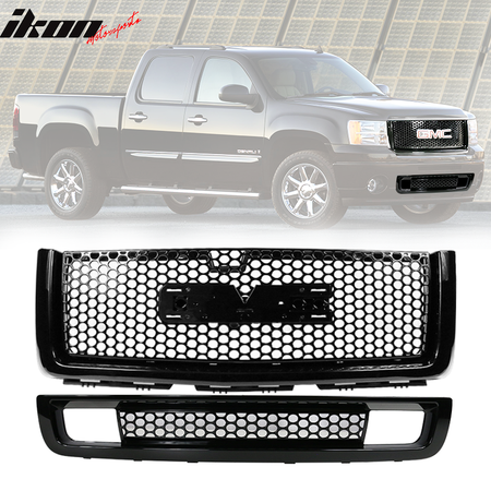 Fits 07-13 GMC Sierra 1500 Denali Front Lower + Upper Grille