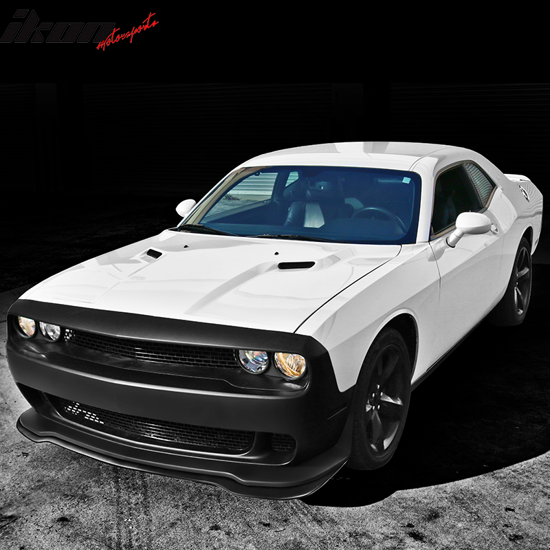 IKON MOTORSPORTS Front Bumper Lip Compatible With 2015-2023 Dodge Challenger Hellcat Unpainted Black PP