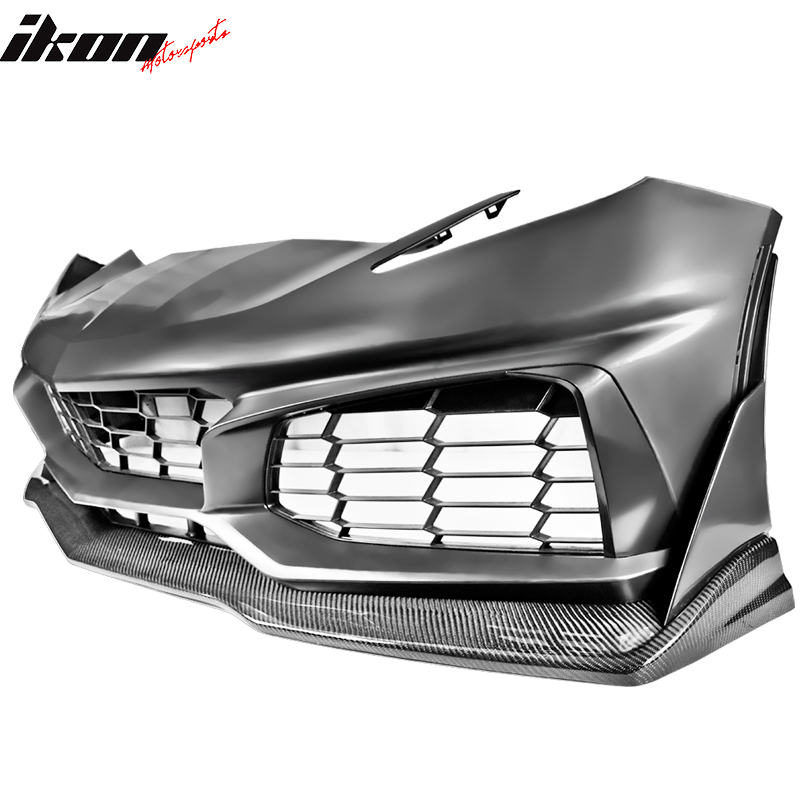 Fits 14-19 Chevy Corvette C7 Front Bumper Conversion + Carbon Fiber Splitter