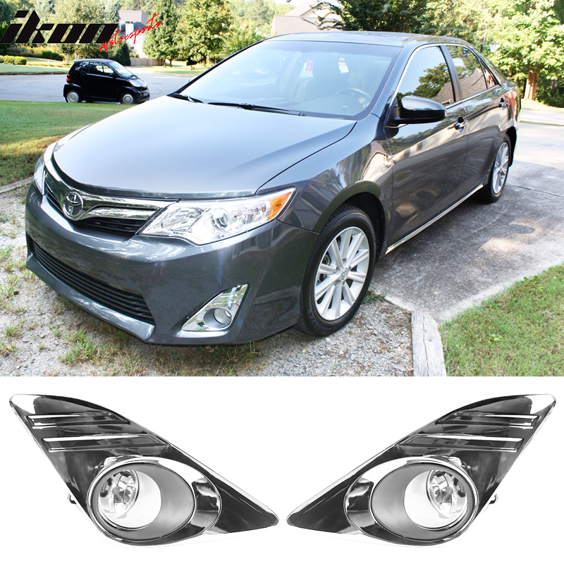 2012-2014 Toyota Camry Front Bumper Fog Lights Chrome w/ Black Bezel