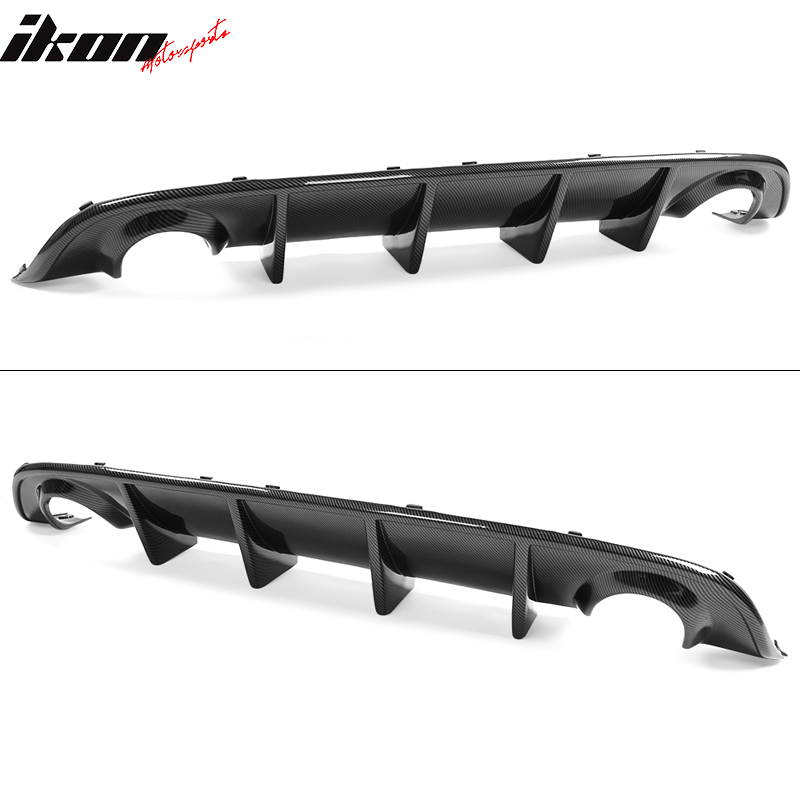 Fits 15-23 Dodge Charger Rear Bumper Diffuser + Side Aprons Carbon Fiber Print