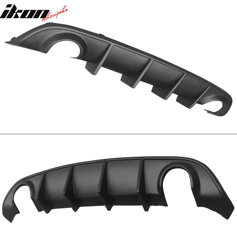 IKON MOTORSPORTS, Rear Bumper Diffuser + Side Aprons Lip 2PC Compatible With 2015-2023 Dodge Charger SRT, Factory Style V2 Style Splitter PP Spoiler Chin Diffuser Body kit Caps Valance