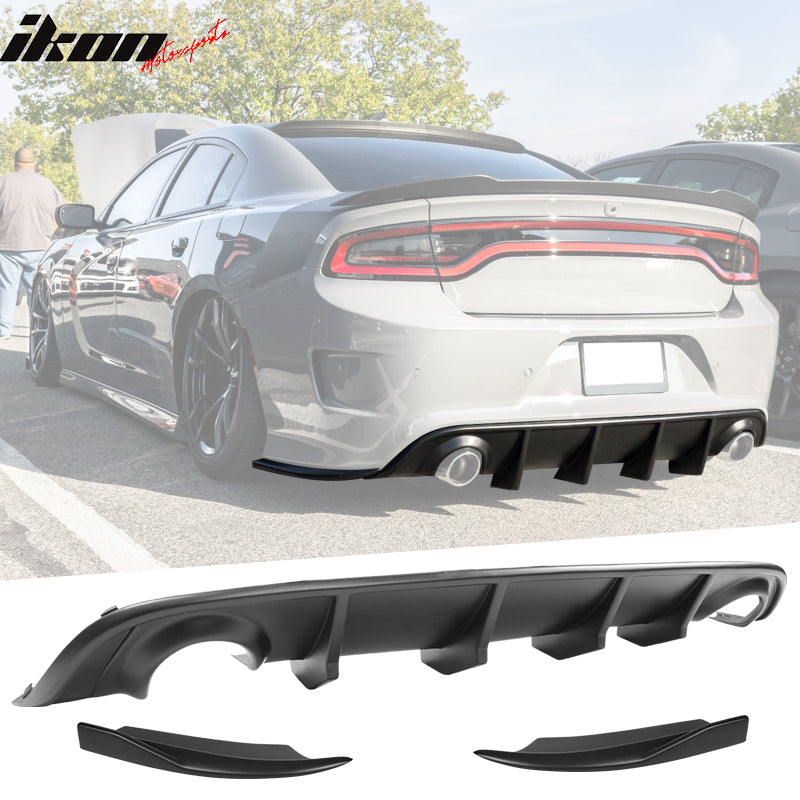 2015-2023 Dodge Charger V2 Rear Diffuser & 2PC Side Apron Matte Black