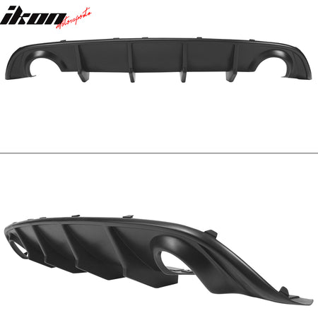 IKON MOTORSPORTS, Rear Diffuser & Side Aprons Compatible With 2015-2023 Dodge Charger, V2 Style Matte Black Rear Lip Bumper Valance Diffuser