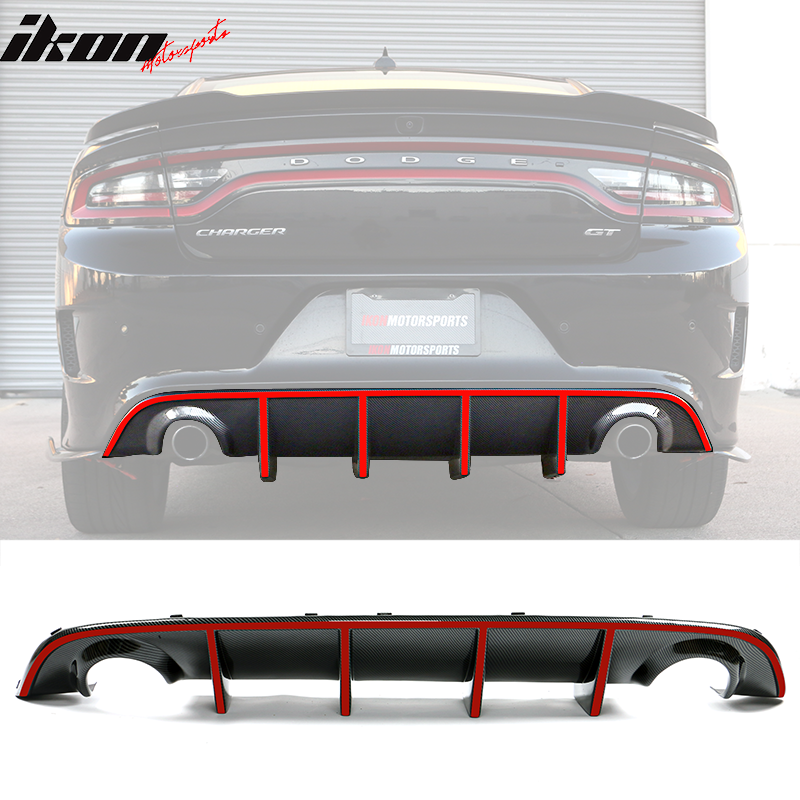 Fits 15-23 Dodge Charger SRT OE Style Rear Diffuser with Reflective Tape