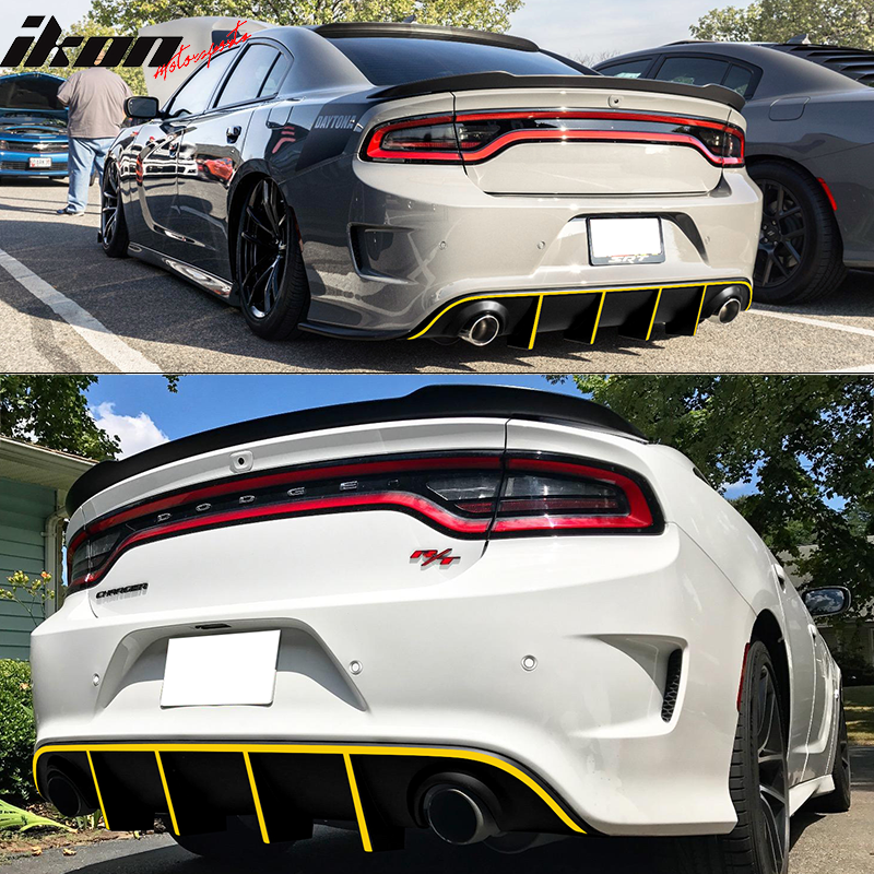 Fits 15-23 Dodge Charger SRT OE Style Rear Diffuser with Reflective Tape