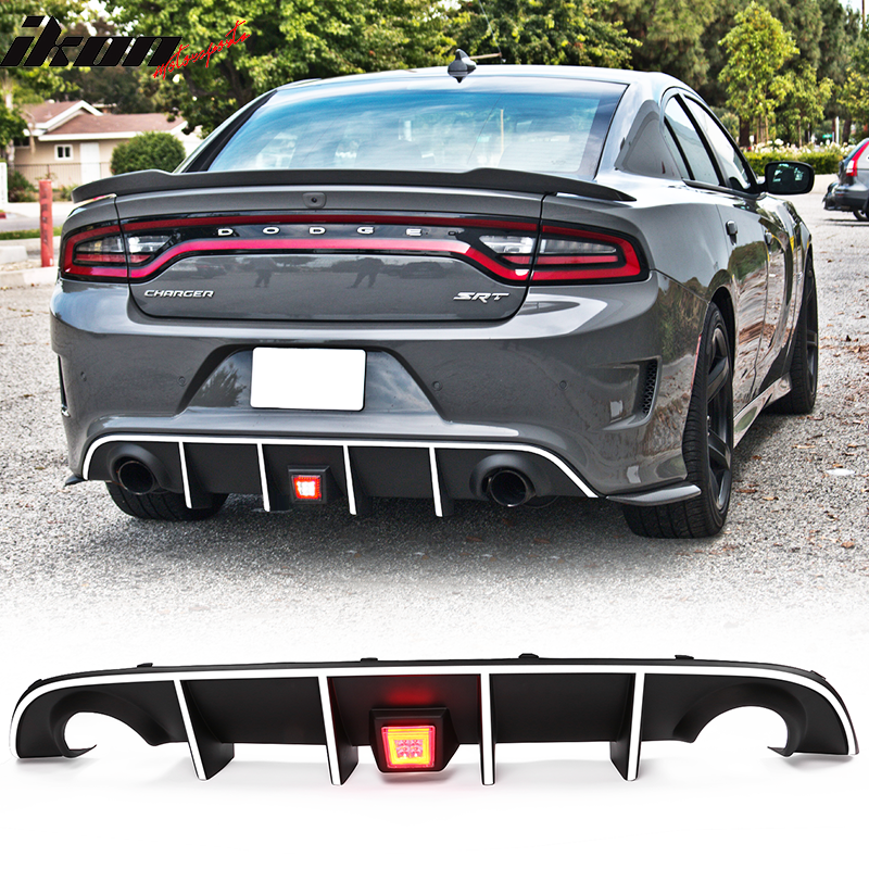 Fits 15-23 Dodge Charger SRT Rear Diffuser with LED Lamp & Reflective Tape