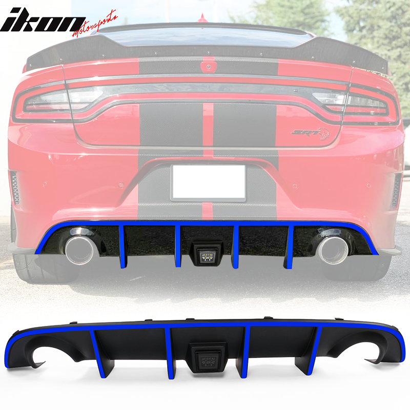 Fits 15-23 Dodge Charger SRT Rear Diffuser with LED Lamp & Reflective Tape