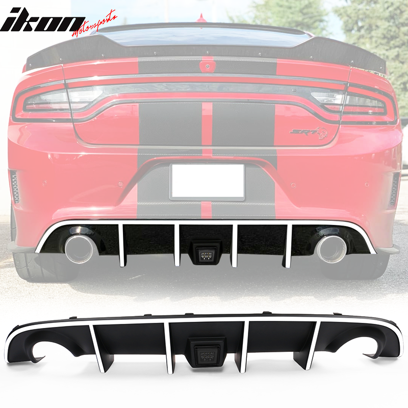 Fits 15-23 Dodge Charger SRT Rear Diffuser with LED Lamp & Reflective Tape