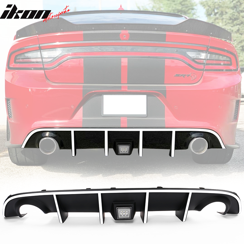 Fits 15-23 Dodge Charger SRT Rear Diffuser with LED Lamp & Reflective Tape