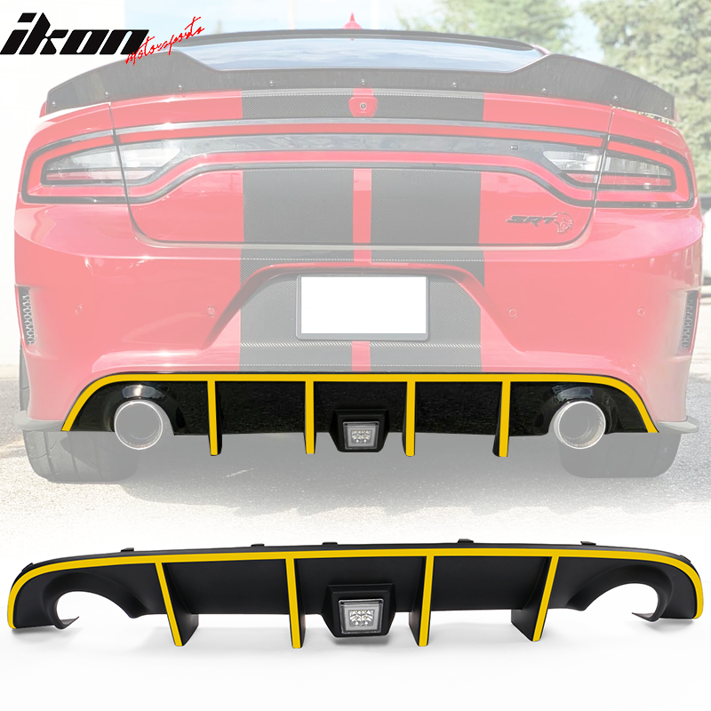 Fits 15-23 Dodge Charger SRT Rear Diffuser with LED Lamp & Reflective Tape