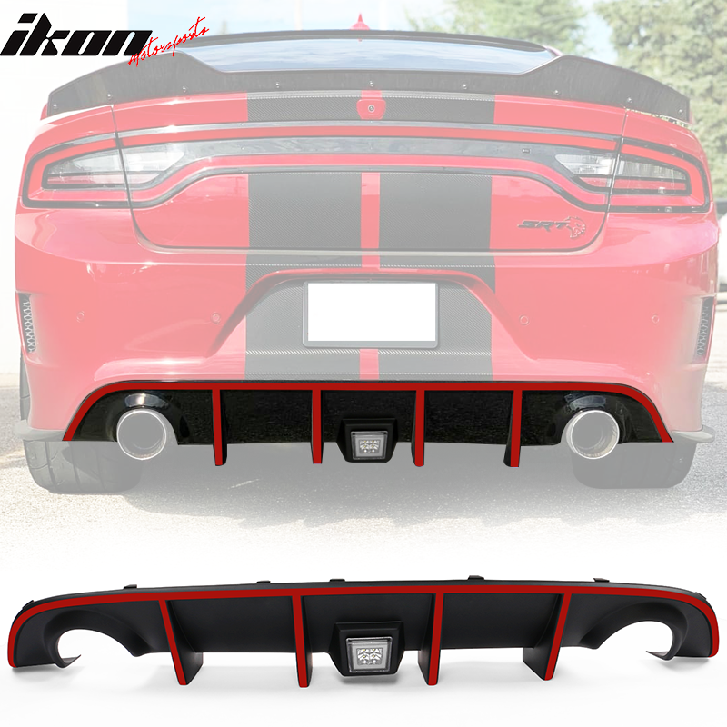 Fits 15-23 Dodge Charger SRT Rear Diffuser with LED Lamp & Reflective Tape