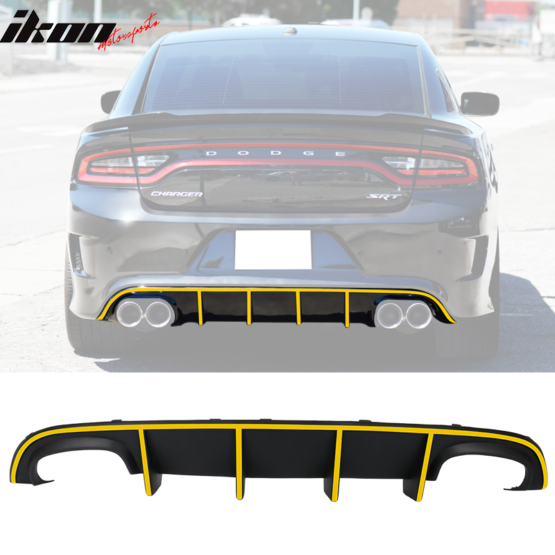 Fits 15-23 Charger SRT Quad Exhaust Rear Diffuser w/ Reflective Tape - 4 Colors