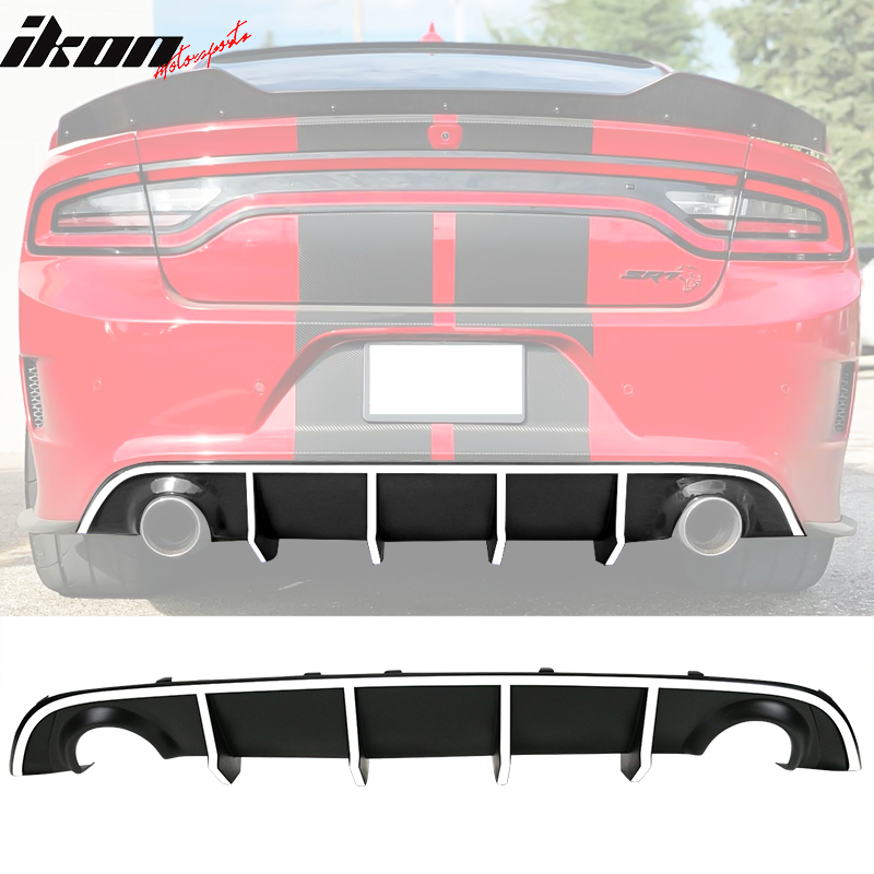 Fits 15-23 Dodge Charger SRT Quad Exhaust Rear Diffuser with Reflective Tape