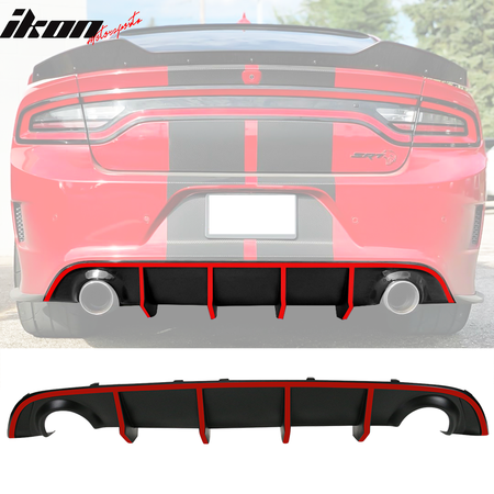 Fits 15-23 Dodge Charger SRT V2 Style Rear Diffuser with Reflective Tape