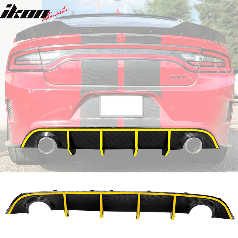 Fits 15-23 Dodge Charger SRT V2 Style Rear Diffuser with Reflective Tape