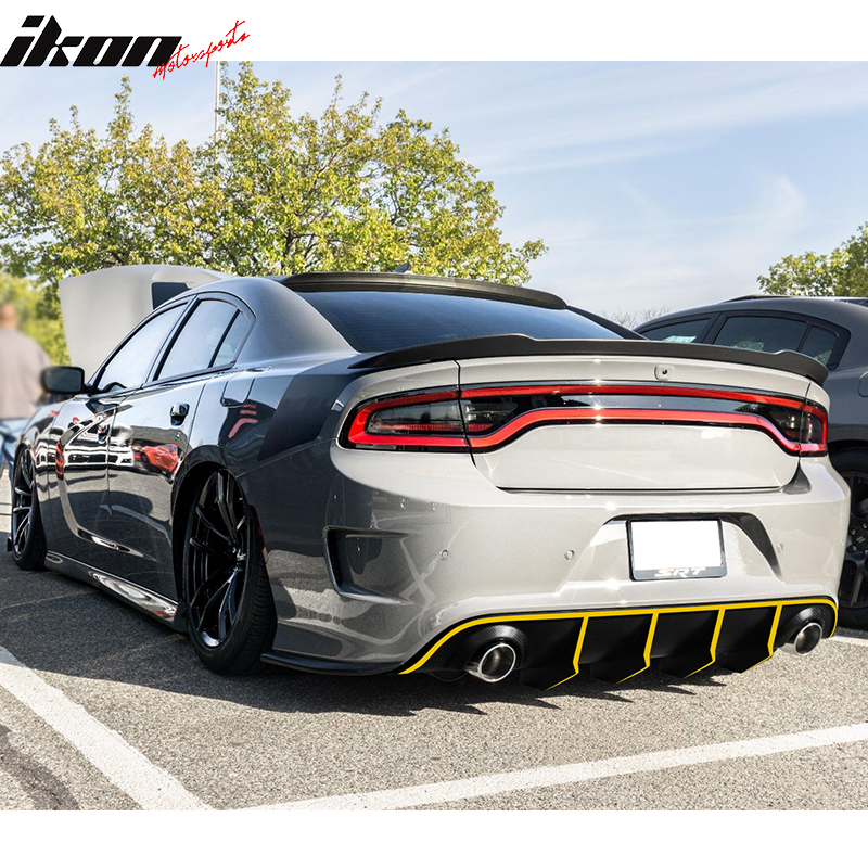 Fits 15-23 Dodge Charger SRT V2 Style Rear Diffuser with Reflective Tape