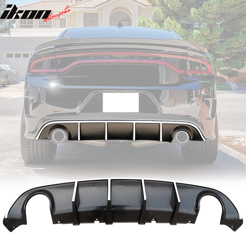 Fits 15-23 Dodge Charger SRT V3 Style Rear Diffuser with Reflective Tape