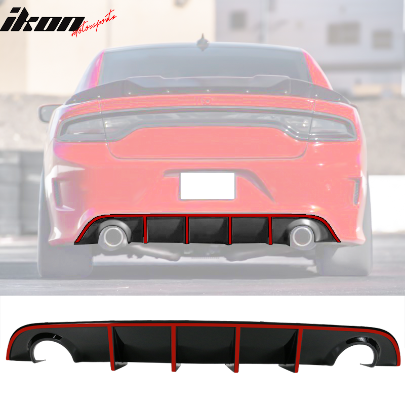 Fits 15-23 Dodge Charger SRT V3 Style Rear Diffuser with Reflective Tape