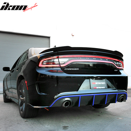 Fits 15-23 Dodge Charger SRT V3 Style Rear Diffuser with Reflective Tape