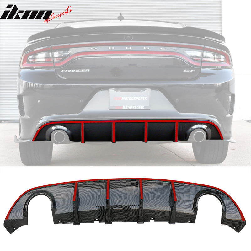 Fits 15-23 Dodge Charger SRT V3 Style Rear Diffuser with Reflective Tape