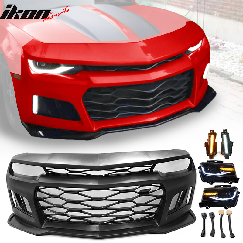 2010-2013 Chevy Camaro ZL1 Style Front Bumper w/ Headlights Fog Lights