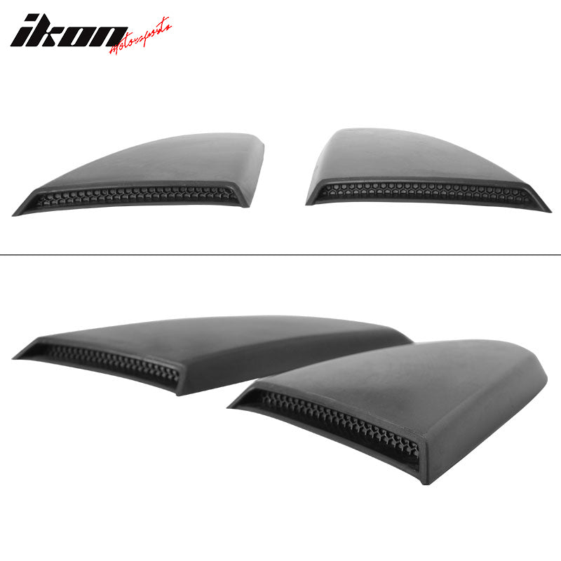 Fits 15-23 Ford Mustang IKON V2 Style Rear Side Window Louver - Matte Black