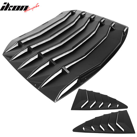 IKON MOTORSPORTS, Window Louver Compatible With 2013-2016 Scion FR-S/2013-2020 Subaru BRZ/2017-2020 Toyota 86, IKON Style,Rear & Side Quarter Scoop Louvers