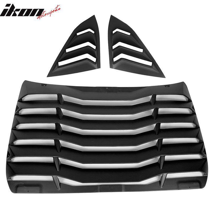 IKON MOTORSPORTS, Window Louver Compatible With 2016-2021 Honda Civic Sedan, IKON Style,Rear & Side Quarter Scoop Louvers