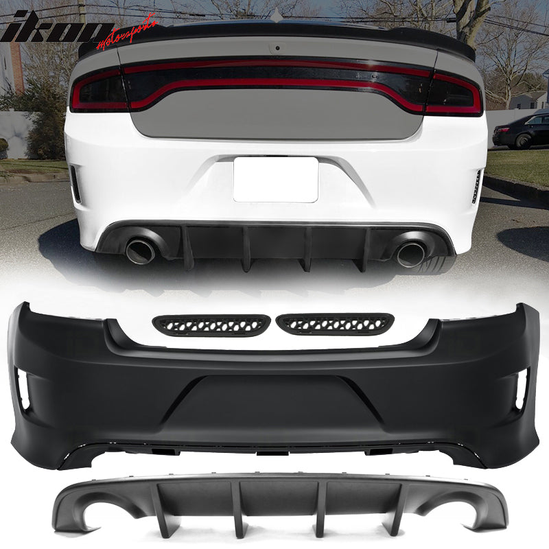 2015-2023 Dodge Charger Black Rear Bumper Conversion Diffuser Lip PP