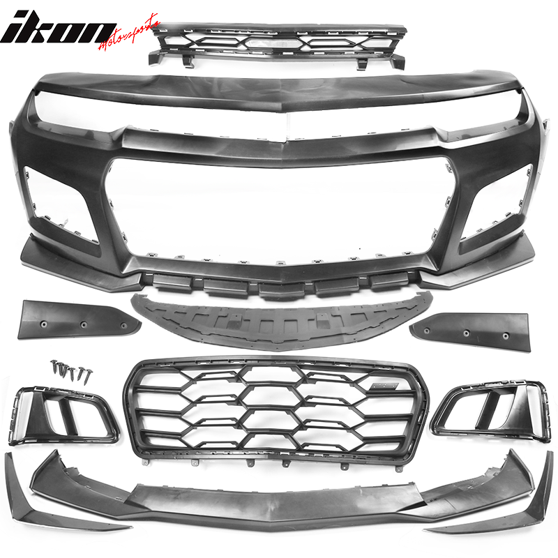 Fits 14-15 Chevy Camaro 1LE Style Front Bumper Conversion + Aluminum Hood Cover