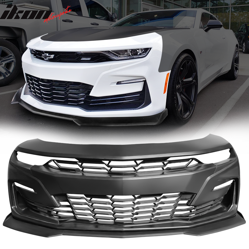 2019-2024 Chevy Camaro SS Style Unpainted Front Bumper Matte Black Lip