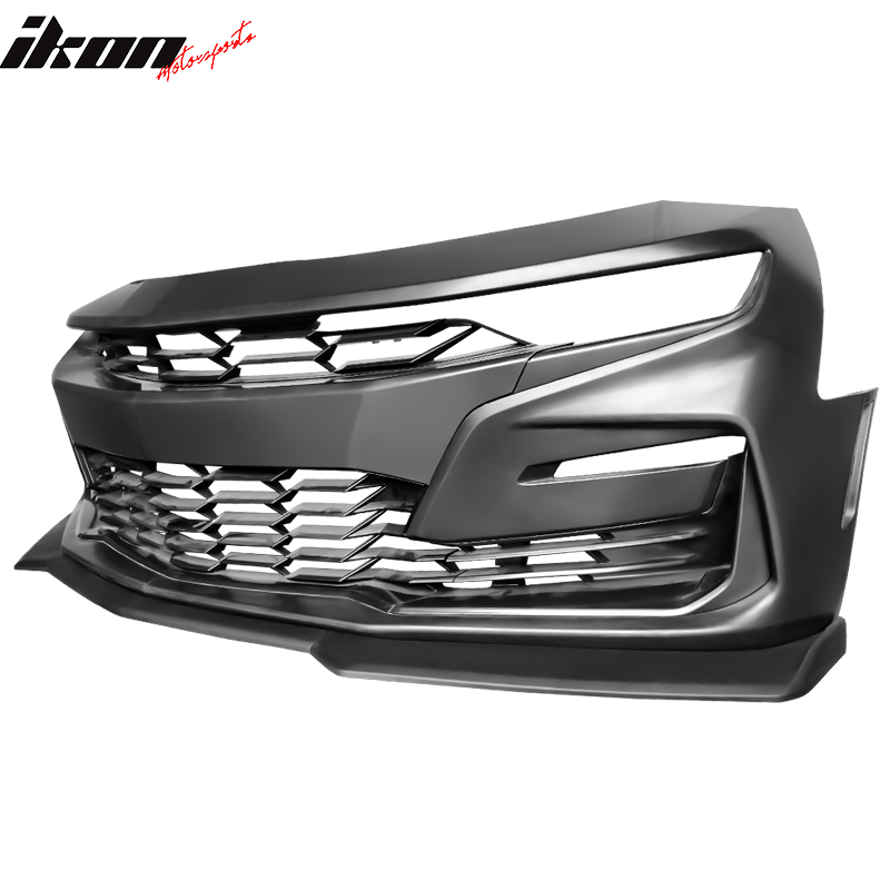 Fits 19-24 Chevy Camaro SS Style PP Front Bumper W/Matte Black Front Bumper Lip