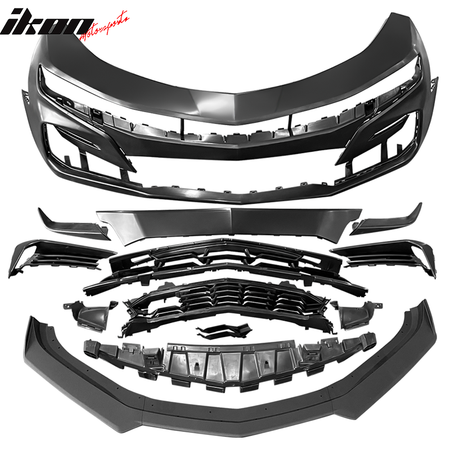 Fits 19-24 Chevy Camaro SS Style PP Front Bumper W/Matte Black Front Bumper Lip