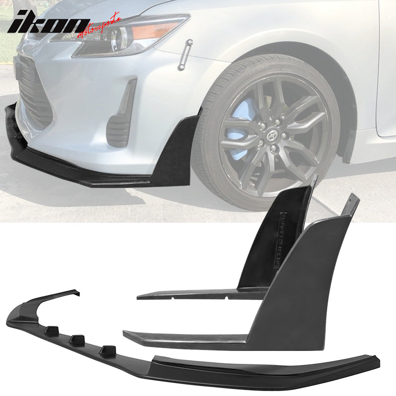 2014-2016 Scion TC Unpainted Black Front Bumper Lip Front Winglets PU