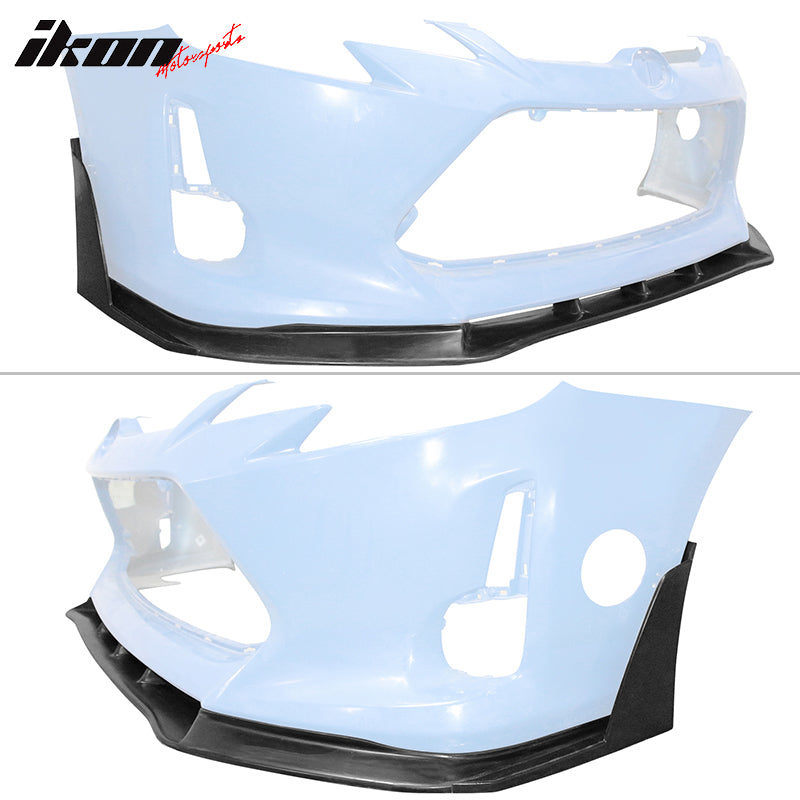 Fits 14-16 Scion TC Front Bumper Lip + Front Winglets IKON V3 Style Unpainted PU