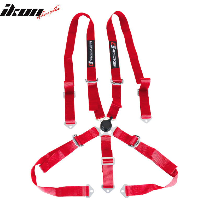 IKON MOTORSPORTS Universal 2" Width Nylon Strip 5 points Camlock Harness, for Racing Sport Car, UTV, ATV, Go-kart Car, Red (Pack of 1)