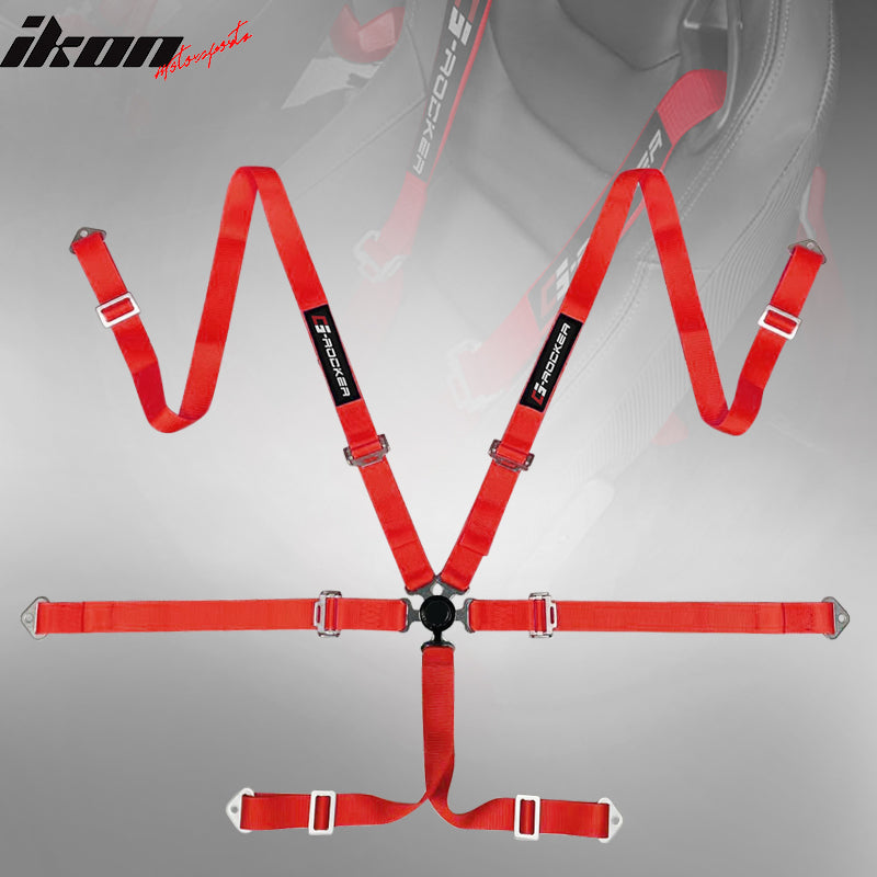 6 Point Red Go-kart UTV ATV Racing Harness Buckle Seat Belt Nylon